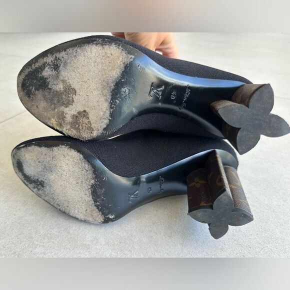 LOUIS VUITTON Monogram Stretch Fabric Silhouette Ankle Boots Black EU 40 US 10 - Picture 11 of 13